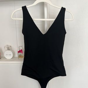 Black v neck bodysuit